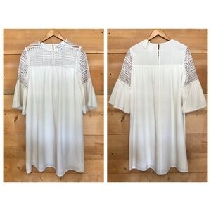 Corey Lynn Calter bell trumpet bell sleeve lace shift babydoll angel dress